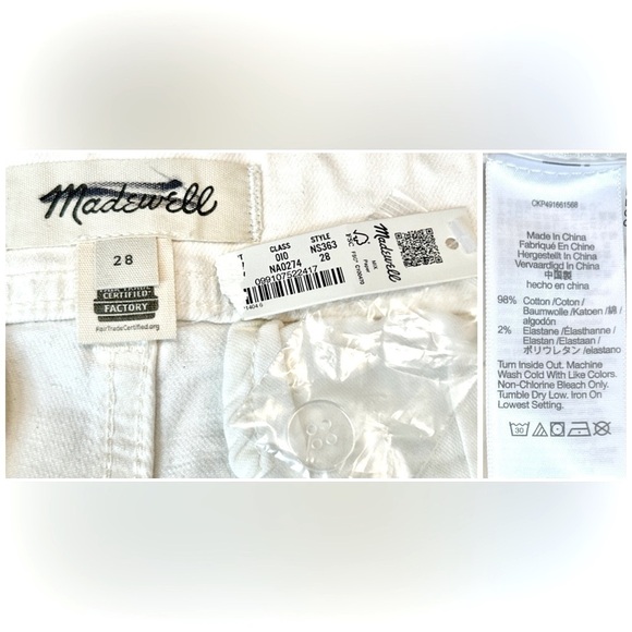 NWT Madewell Tapered Denim Trousers in Vintage Ivory, High Rise, Size 28 - Picture 15 of 16